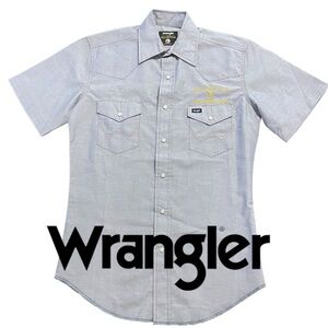 Wrangler Light Blue Yellowstone Dutton Ranch Short Sleeve Snap Shirt (S)